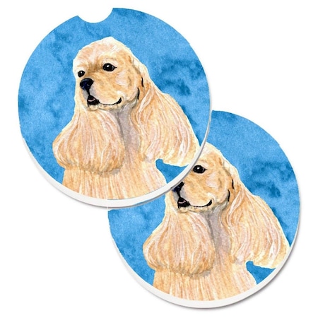 Carolines Treasures Blue Buff Cocker Spaniel Set of 2 Cup Holder Car Coaster SS4798-BUCARC